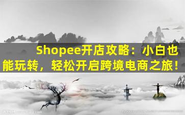 Shopee开店攻略：小白也能玩转，轻松开启跨境电商之旅！