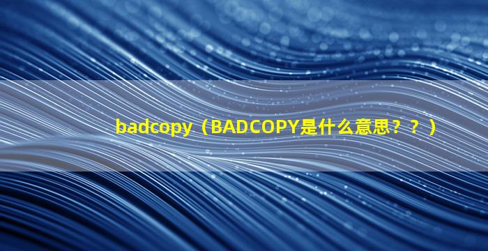 badcopy（BADCOPY是什么意思？？）