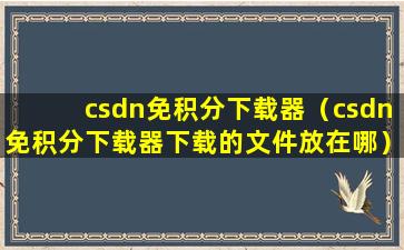 csdn免积分下载器（csdn免积分下载器下载的文件放在哪）