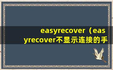 easyrecover（easyrecover不显示连接的手机）