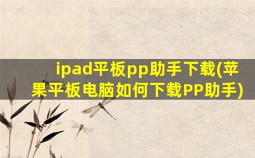 ipad平板pp助手下载(苹果平板电脑如何下载PP助手)