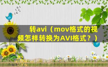 转avi（mov格式的视频怎样转换为AVI格式？）